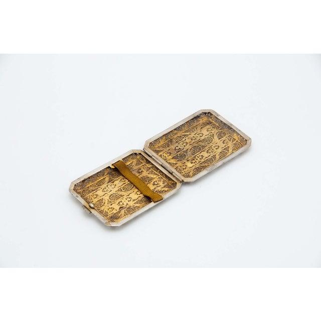 Filigree Mesh Gilded Silver Cigarette Case For Sale - Image 3 of 5