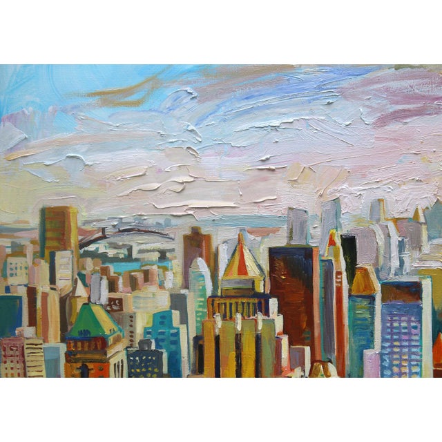 Textile "Aerial View of Empire State Building" Contemporary Expressionist Large Acrylic Oil Painting by Natalia Bessonova For Sale - Image 7 of 10