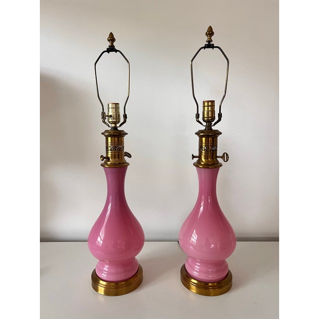 Cenedese Pair of Rare Pink Murano Glass Lamps - Cenedese Mid 20th Century For Sale - Image 4 of 12