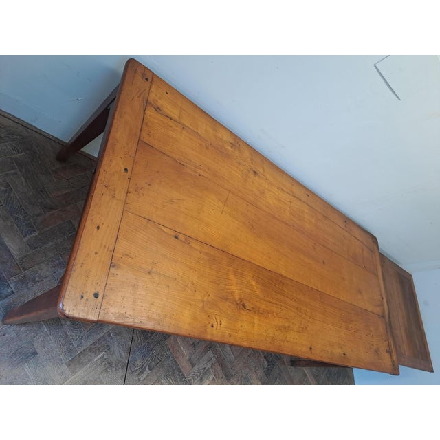 Wood French Cherrywood Kitchen Farm Table with Extension, 1860 For Sale - Image 7 of 10