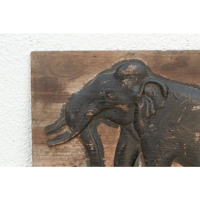 Painted Black Thai Elephant Wall Art For Sale - Image 4 of 7