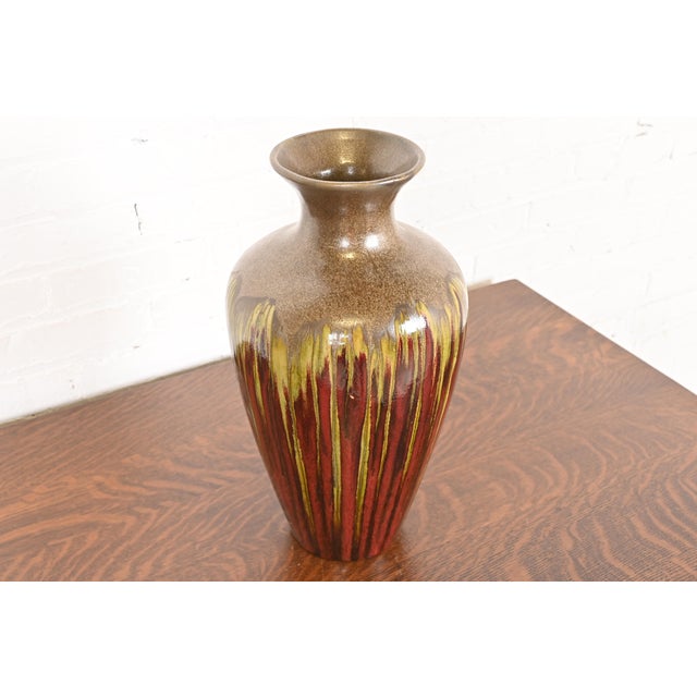 Rookwood Pottery Modern Drip Glazed Large Ceramic Urn Form Vase For Sale - Image 4 of 11