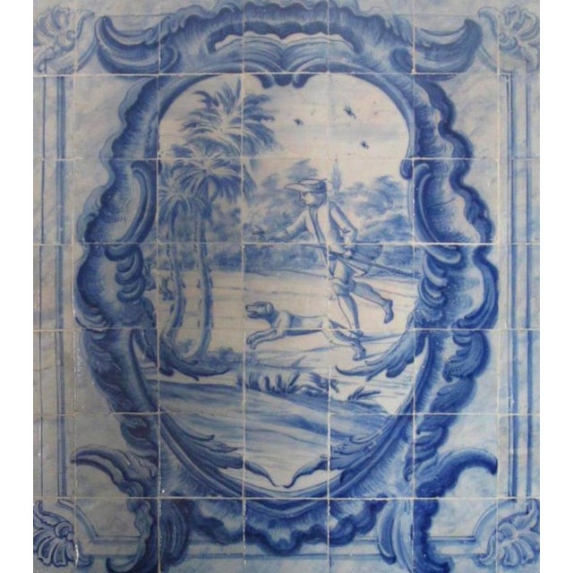 18th Century Portuguese Azulejos Tiles Panel with Hunting Scene For Sale - Image 6 of 6