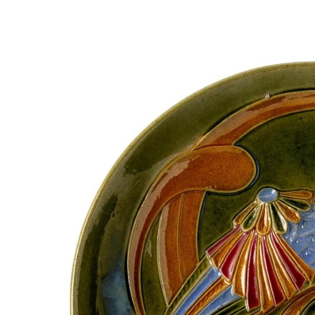 Earthenware - Hanging plate in 'parrot' earthenware by Manuel Gustavo Bordallo Pinheiro. Portuguese; manufactured in...