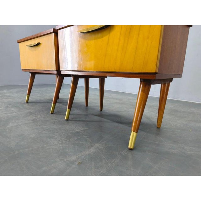 Mid-Century Modern Czech Nightstands with Glass Tops, 1960s, Set of 2 For Sale - Image 12 of 18