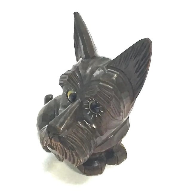 Figurative Vintage Black Forest Googly Eyed Terrier Clock For Sale - Image 3 of 6
