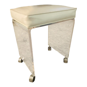 1970s Postmodern Waterfall Lucite Vanity Stool by Akko (With Leather Seat)