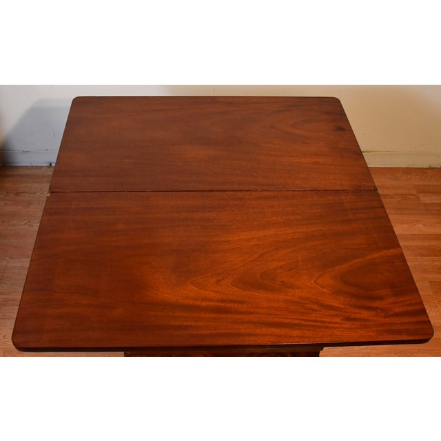 1860s Antique Victorian Crotch Mahogany Flip-Top Game Table / Console For Sale - Image 6 of 12