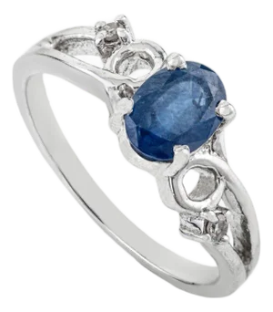 Dainty 0.75 Carat London Blue Topaz & Diamond Ring With 925 Sterling Silver Gift for Women - Size 7.5