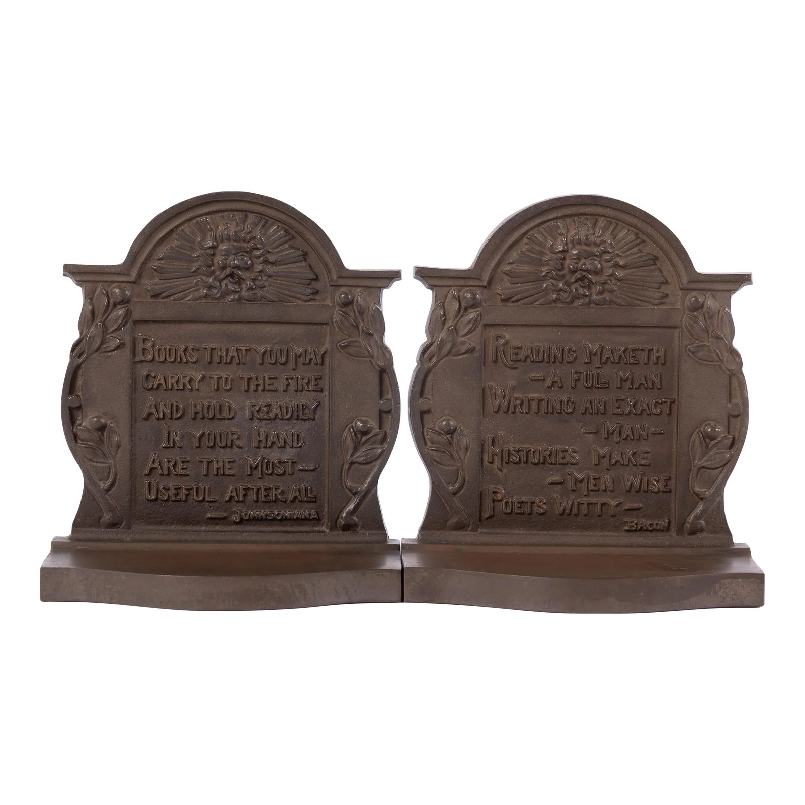 Early 20th Century Literary Quote Bookends - a Pair | Chairish
