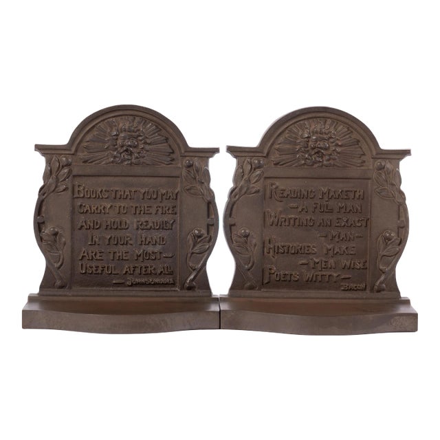Early 20th Century Literary Quote Bookends - a Pair For Sale
