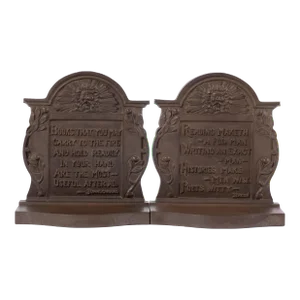Early 20th Century Literary Quote Bookends - a Pair