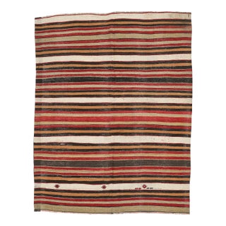 Mid 20th Century Striped Vintage Turkish Kilim Rug For Sale