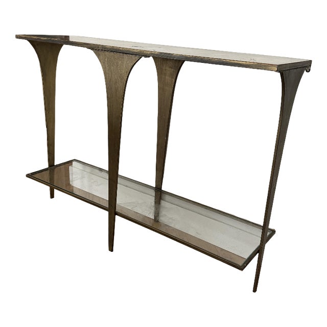 Mid-Century Wall-Mounted Console Table in Brass with Glass Shelf, 1960 For Sale