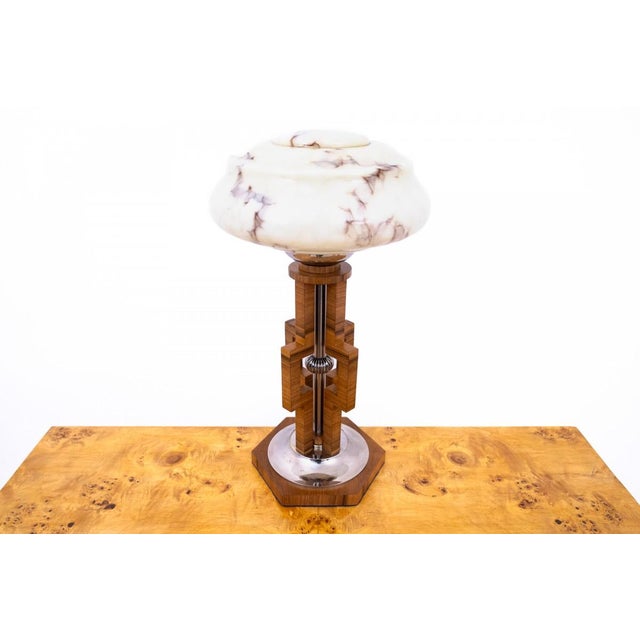 Art Deco table lamp from the 1950s, Poland. Dimensions: height 60 cm / diameter 30 cm European Plug (up to 250V).The...