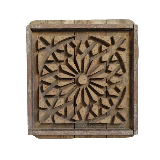 Wood Antique Indian Wood Print Block Panel For Sale - Image 7 of 7