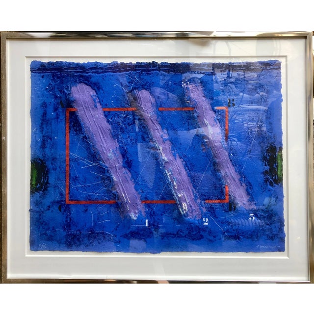 " Diagonales Violettes", large carborundum etching with emboss by James Coignard ( 1925-2008). France. Signed and...
