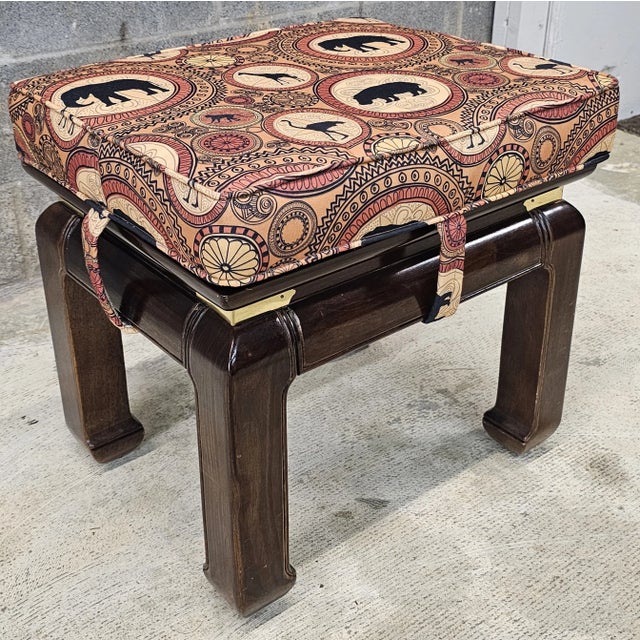 Chinese Chinese Ming Style Mahogany Stool With Cushion For Sale - Image 3 of 10