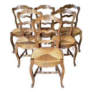 French Rush-Seat Country Chairs/6 For Sale
