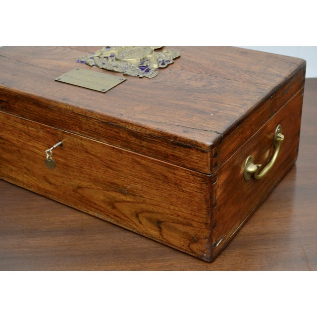 Campaign 19th Century English Brass Mounted Mahogany Box For Sale - Image 3 of 6