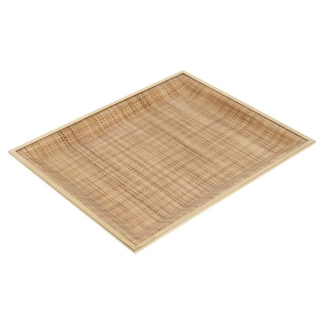 Serving Tray in Wicker and Brass from Christian Dior, 1970s For Sale - Image 16 of 17