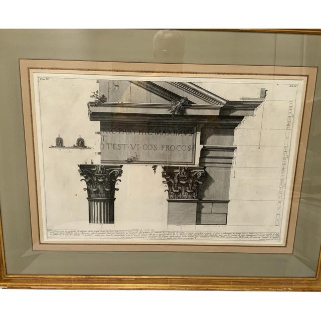 Mid 18th Century Giovanni Battista Piranesi "Le Antichità Romane Vol. IV Pl. Xlii" Engraving 1756-1757 Provenance Custom Framed by J. Pocker & Son, Nyc For Sale - Image 5 of 11