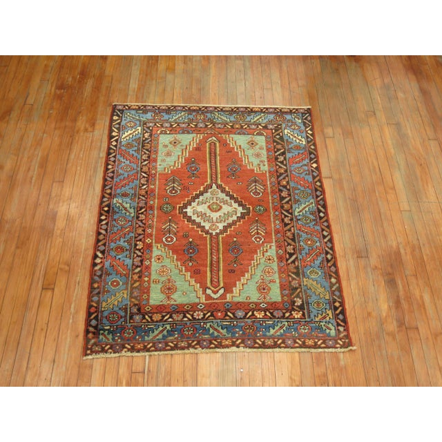 Antique Persian Heriz Rug - 4'1" x 5'2" For Sale In New York - Image 6 of 8