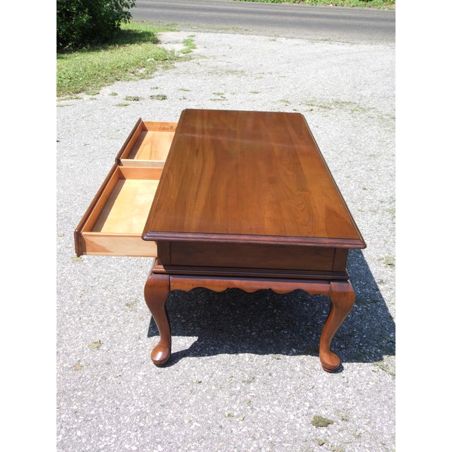 Traditional Ethan Allen Court Two Drawers Solid Cherry Coffee