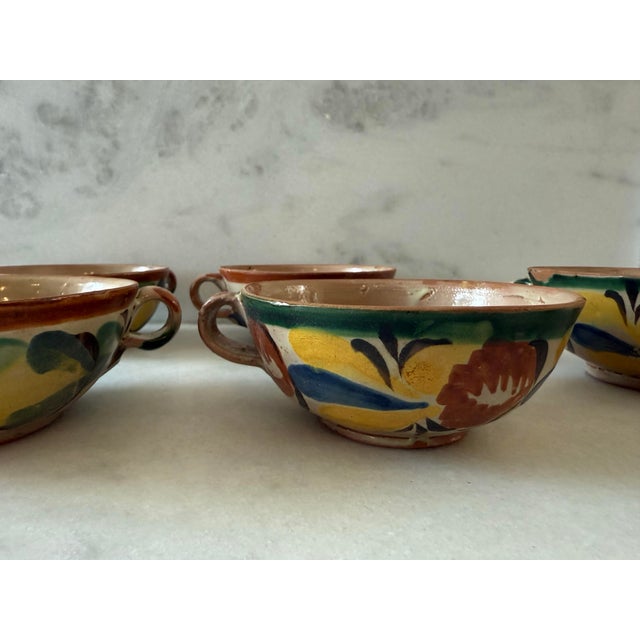 Set of 6 Vintage Hand Painted Mexican Pottery Cups For Sale In Austin - Image 6 of 10