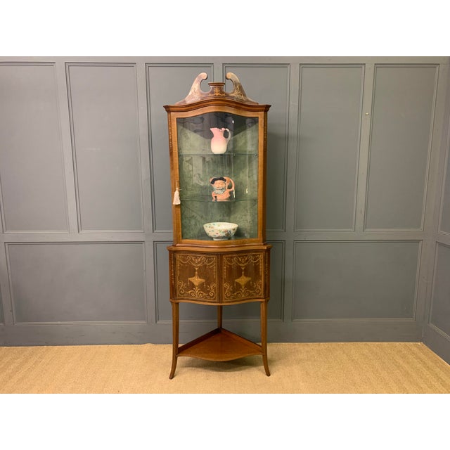 Brown Inlaid Mahogany Corner Cabinet, 1900s For Sale - Image 8 of 9