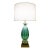 Rare Large Turquoise "Costolato" Barovier Toso Murano Italy Thick Bubble Blown Art Glass Brass Table Lamp 1960s For Sale