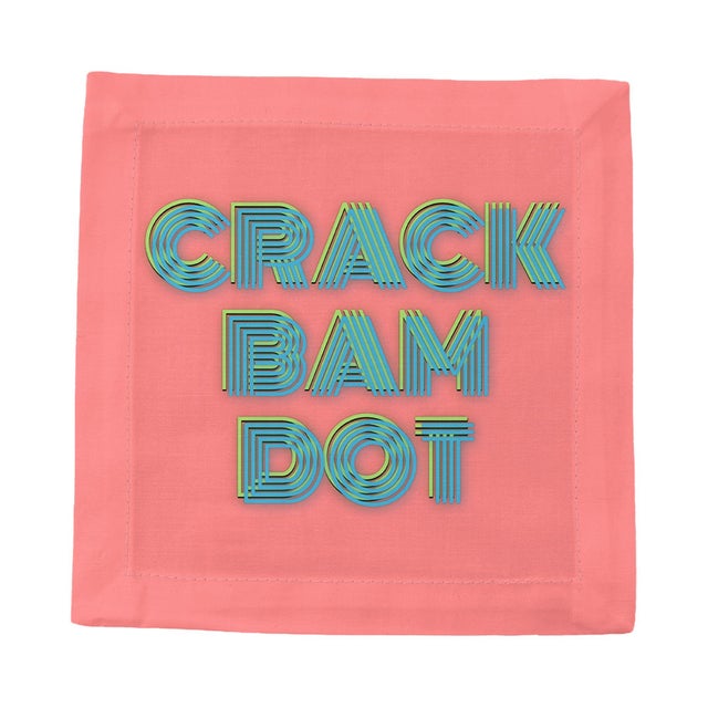Pop Art Mahjong Crack Bam Dot Petal Tendril Cotton Sateen Cocktail Napkins, Set of 4 For Sale - Image 3 of 5