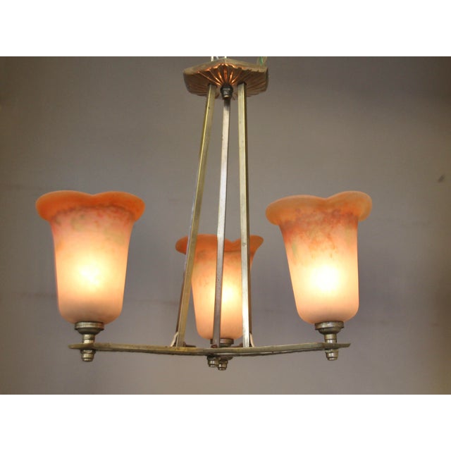 French Art Deco Ceiling Lamp from Noverdy, 1920s For Sale - Image 11 of 11