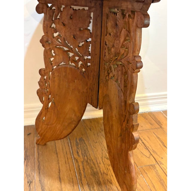 Large Indonesian Style Inlaid Wood Side Table For Sale - Image 4 of 4