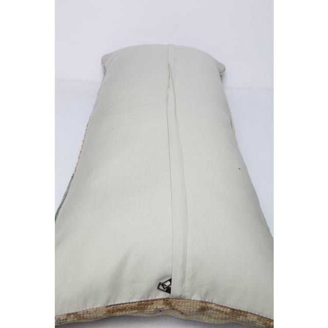 Turkish Oriental Hand Knotted Oushak Throw Pillow Cushion - 16'' X 38'' For Sale - Image 10 of 11