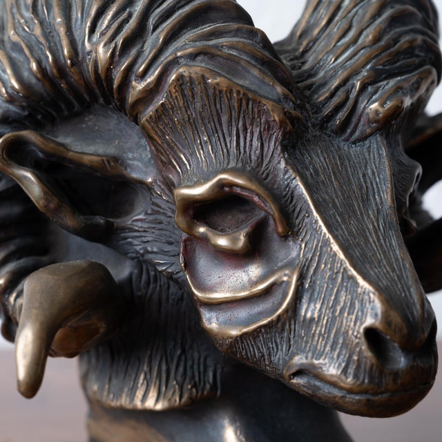 Bronze A Bronze Ram's Head, 20th Century For Sale - Image 8 of 14