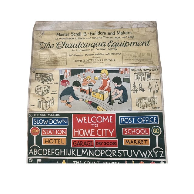Industrial 1929 Chautauqua Master Scroll B Builders and Makers 13.5 Foot Industrial Arts Educational Scroll For Sale - Image 3 of 13