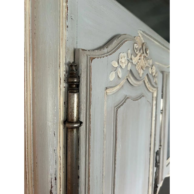 Antique French Blue Painted Cupboard For Sale - Image 9 of 10