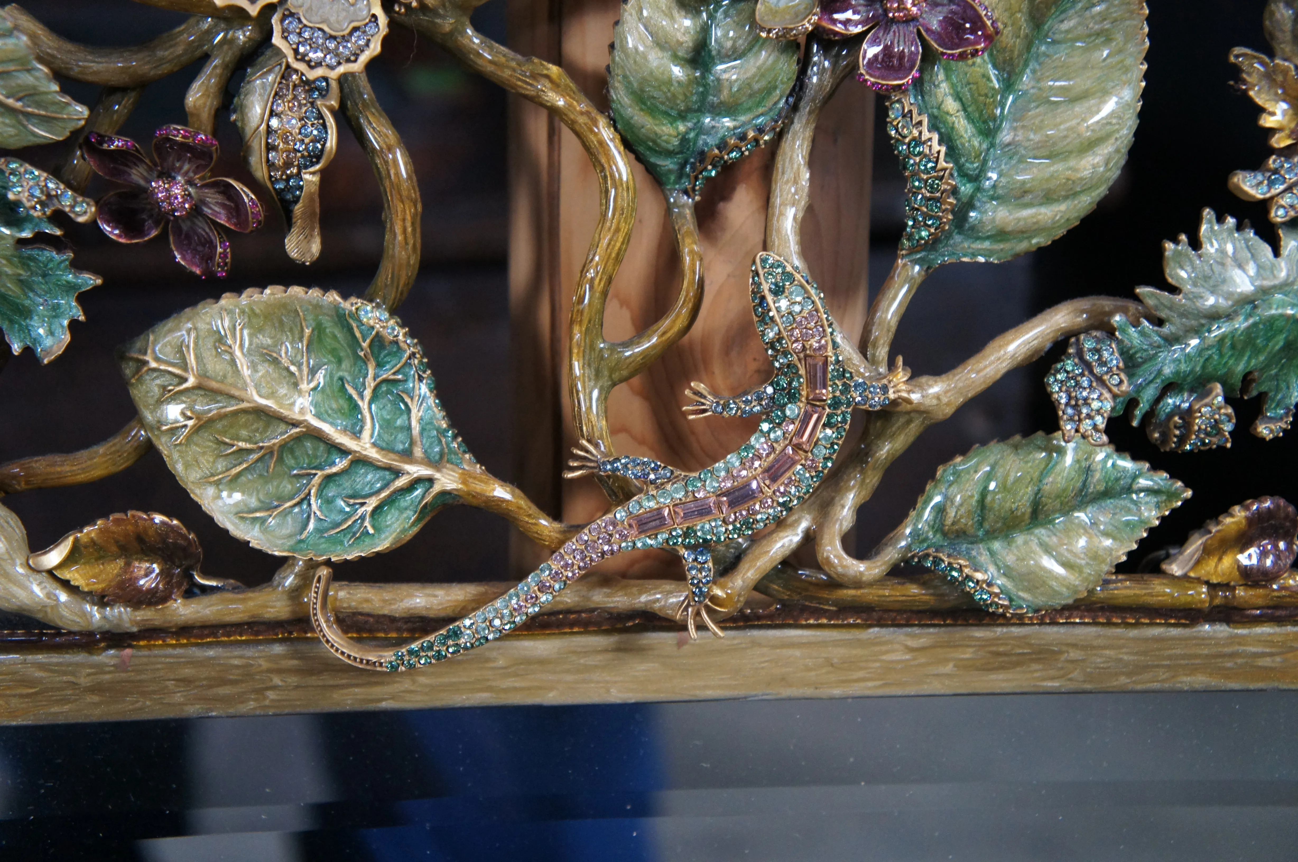 Jay Strongwater Flora and Fauna Enamel Bronze Swarovski Crystal