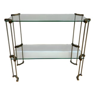 Brass and Glass 2-Tier Console Table by Peter Ghyczy, 1970 For Sale