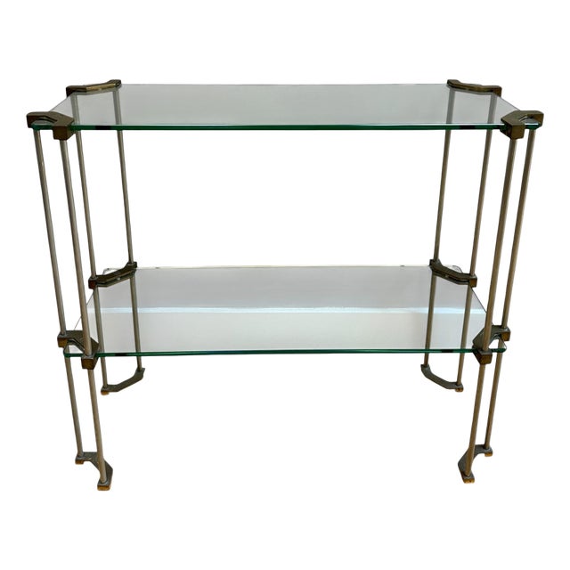 Brass and Glass 2-Tier Console Table by Peter Ghyczy, 1970 For Sale