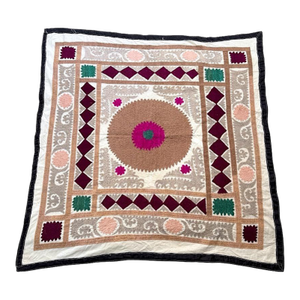 Vintage Hand-Embroidered Suzani Textile- 40" X 41"