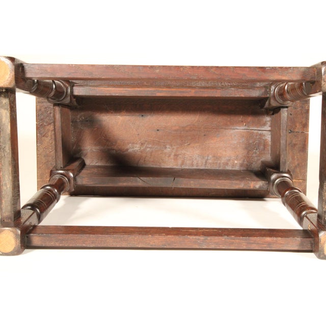 William and Mary Style English Oak Joint Stool For Sale - Image 10 of 10