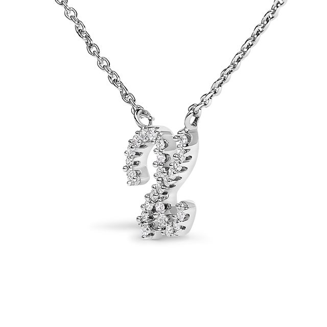 Contemporary 10K White Gold Diamond Accent "X" Initial Script Style Pendant Necklace For Sale - Image 3 of 5