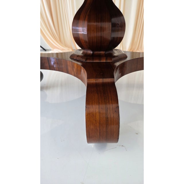 Antique Octagonal Walnut Finish Tilt ( Snap) Pedestal Center Table For Sale - Image 18 of 18