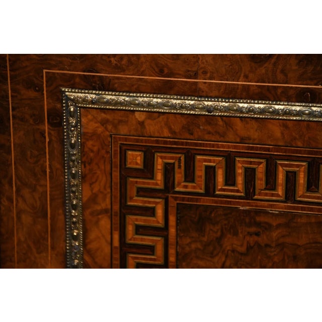Mid 19th Century Burr Walnut English Credenza Bronze Ascents Limoes Plack For Sale In West Palm - Image 6 of 12