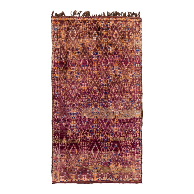 Mid-20th Vintage Purple Geometric Moroccan Rug For Sale
