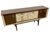 1970s Vintage Mid-Century Modern Formica Credenza / Sideboard - Uk Import, Brass-Tone Hardware, Storage Cabinet For Sale - Image 5 of 9
