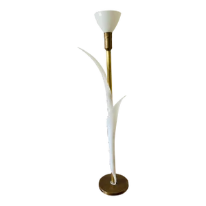 Vintage 1970's Rougier Sculptural Organic Leaf Acrylic Floor Lamp