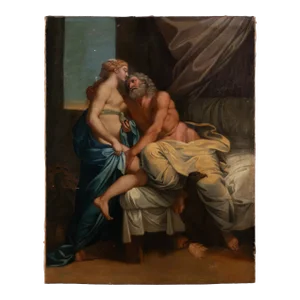 Large Original Oil on Canvas Painting of Zeus and Hera, Italy Circa 1700's